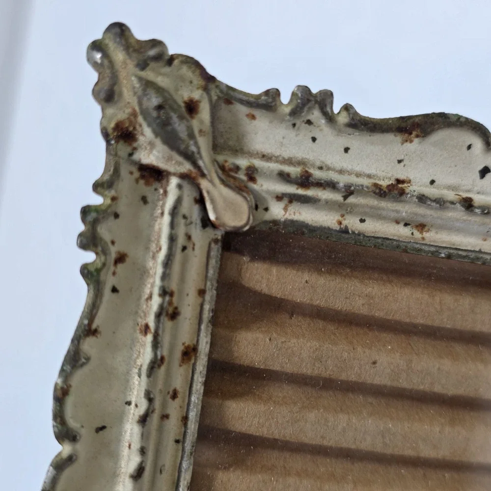 Cottagecore Frame Shabby Chic 5x7 Cream Gold Ornate Vintage Scalloped Distressed